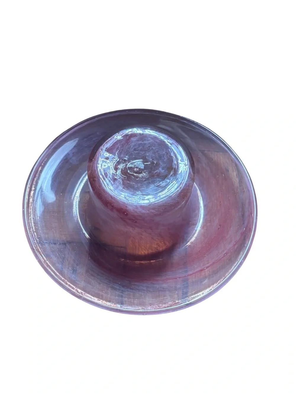 Pink Hand Blown Art Glass Footed Bowl Pedestal Compote Centerpiece
